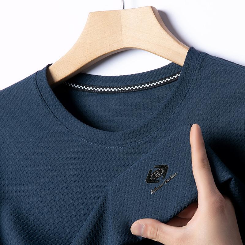 Футболка с круглым вырезом и короткими рукавами, средняя мужская повседневная одежда, тонкая рубашка поло