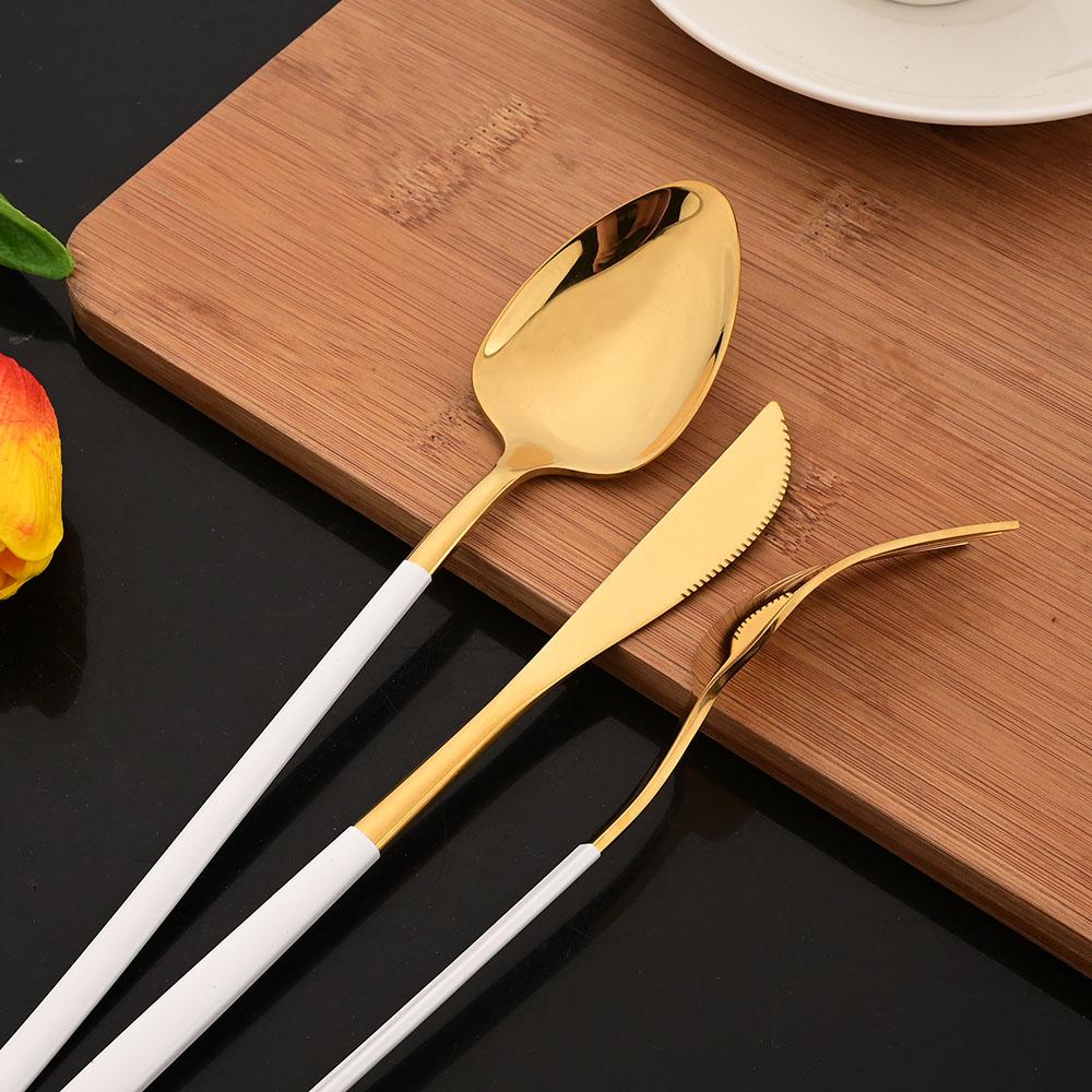 6Pcs/Set Silver Flatware Cutlery Set Stainless Steel Knife Dessert Fork Spoon Tableware Set Festival Kitchen Dinnerware Gift