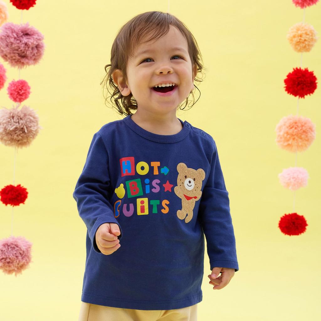 MIKI HOUSE HOT BISCUITS Лонгслив темно-синий для мальчиков и футболка, синий, 110см, для девочек, 73-5201-147