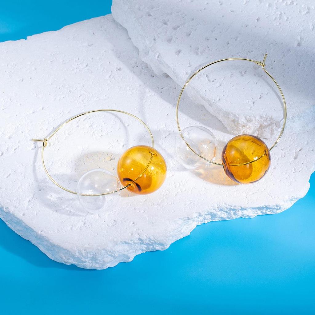 Харадзюку Стиль Красочные Серьги-Каффы со Стеклянными Шариками | Осень/Зима Легкая Роскошь Милые Серьги