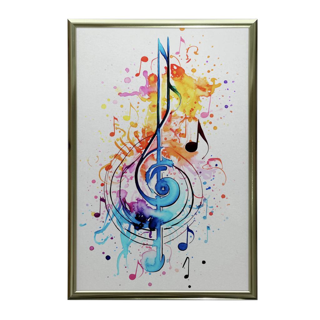 Colorful Treble Clef Colorful Treble Clef, 70X100 Cm, Gold Aluminum Frame, 230 Gsm Matte Paper