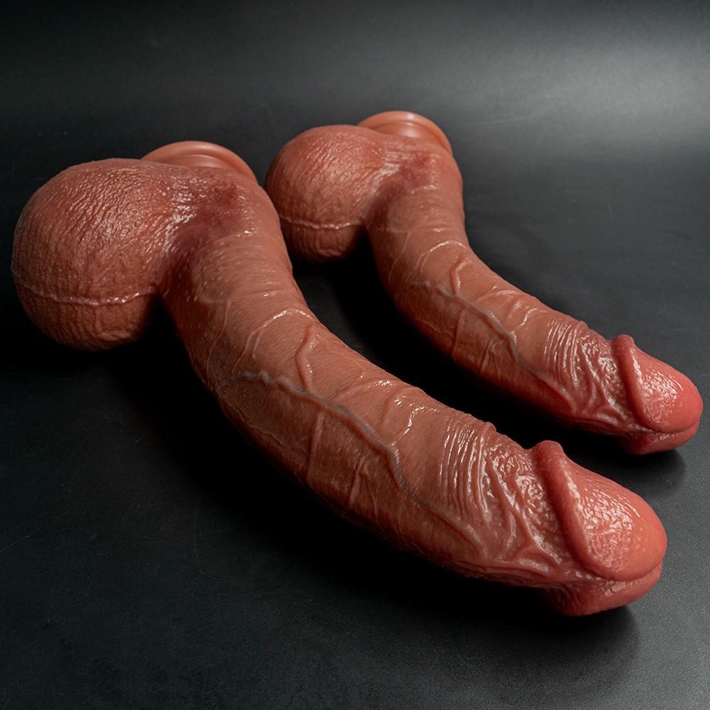 Очень длинный перевернутый реалистичный пенис с сильной присоской, жидкий силикон, высококачественный мягкий вагинальный массажер для кожи для женского самоудовлетворения