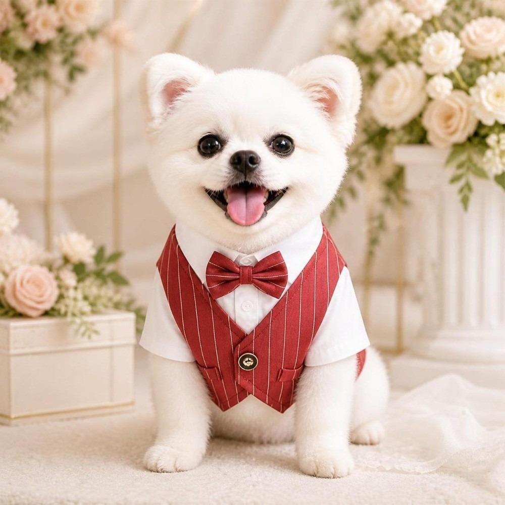 Lightweight Pet Tuxedo Outfit Button Closure Small Dog Clothes Dog Costume Vest Wedding Ceremony