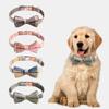 Pet Dog British Plaid Retro Rose Gold Bow Collar