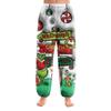 Women's Christmas  Print Trousers With Drawstring Cuffs Casual Pants And Pajamas