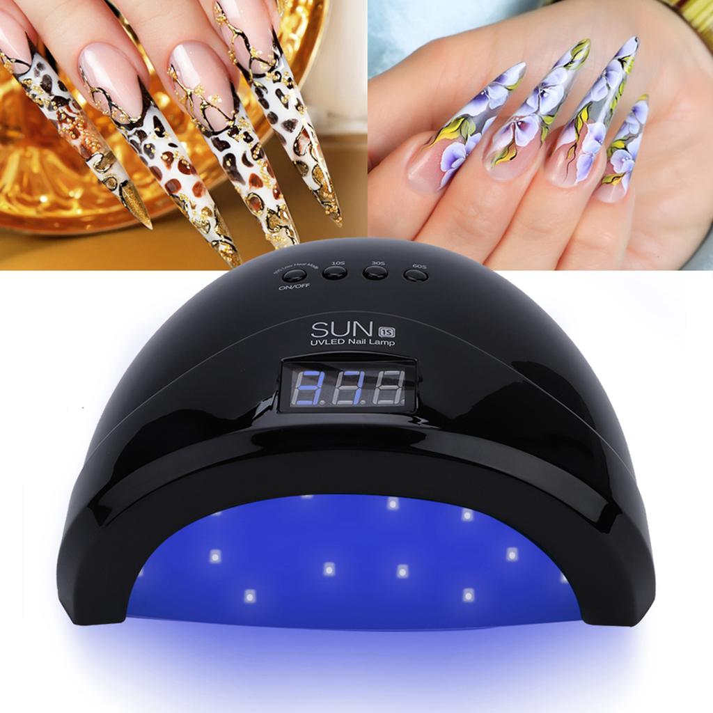 48W UV LED Lamp Nail Dryer Dual Light Source Gel Polish Lamp Light Manicure Curing Black