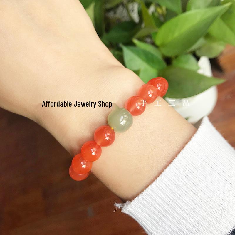 Браслет женский из натурального южного красного агата и нефрита хэтянь