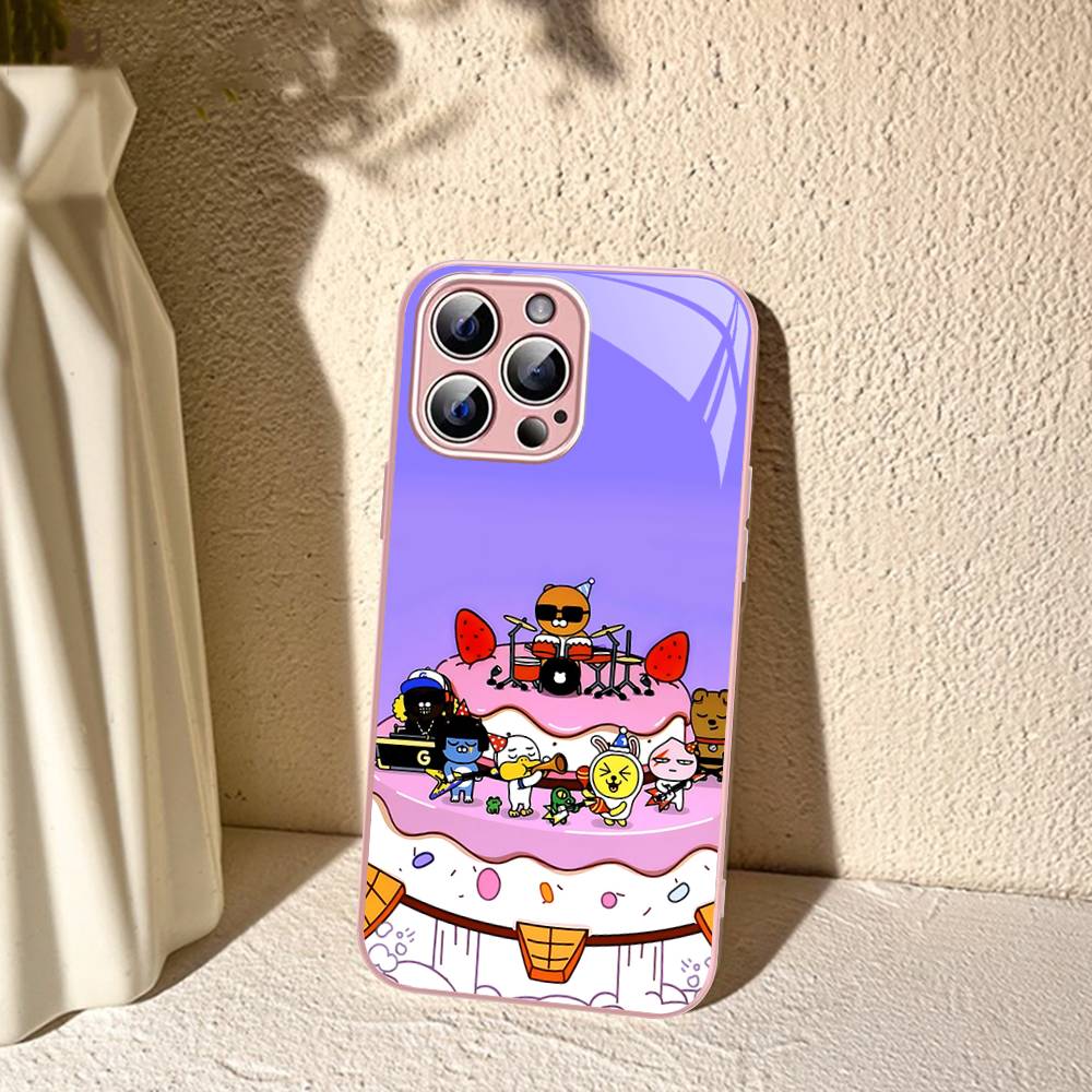 Cartoon K-KAKAO CUTE F-FRIENDS Tempered Glass For Iphone 14 13 12 11 Pro Mini XS MAX 14Plus X XS XR Fundas