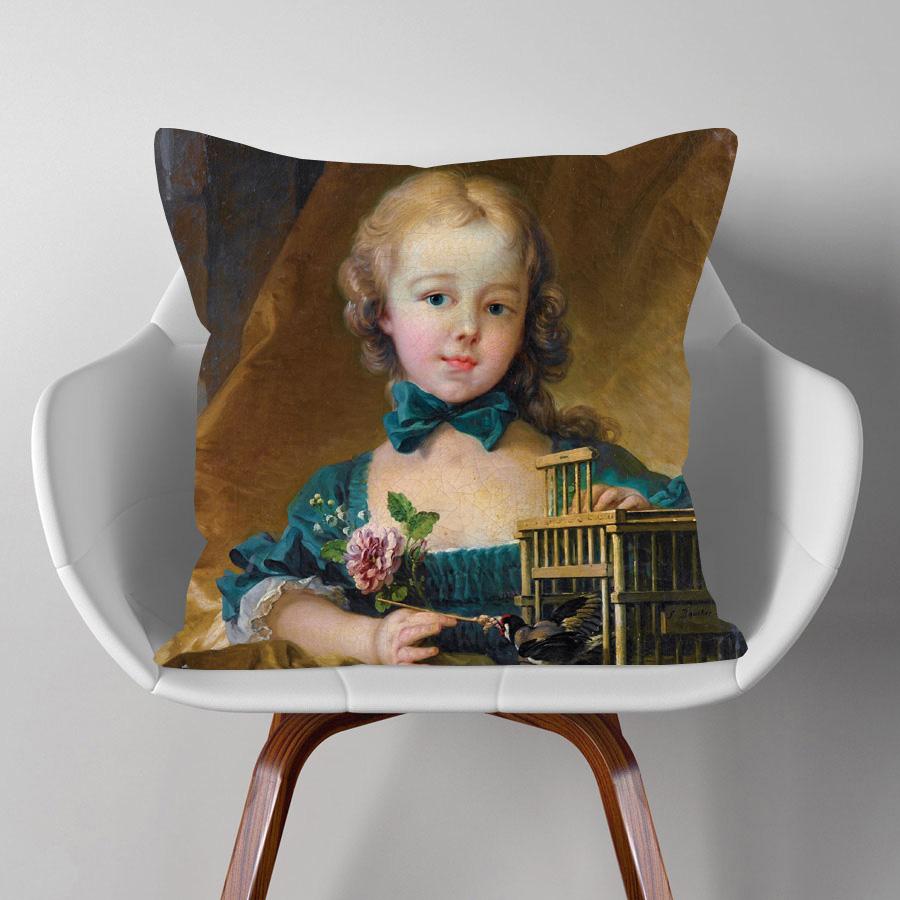European Royal Lady Madame Woman Beauty Portrait Painting Cushion Cover Rococo Style Decorative Pillows For Sofa Xcm