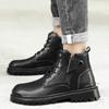 Новые осенне-зимние мужские ботинки с боковой молнией из натуральной кожи, теплые плюшевые мотоциклетные ботильоны, повседневная кожаная обувь