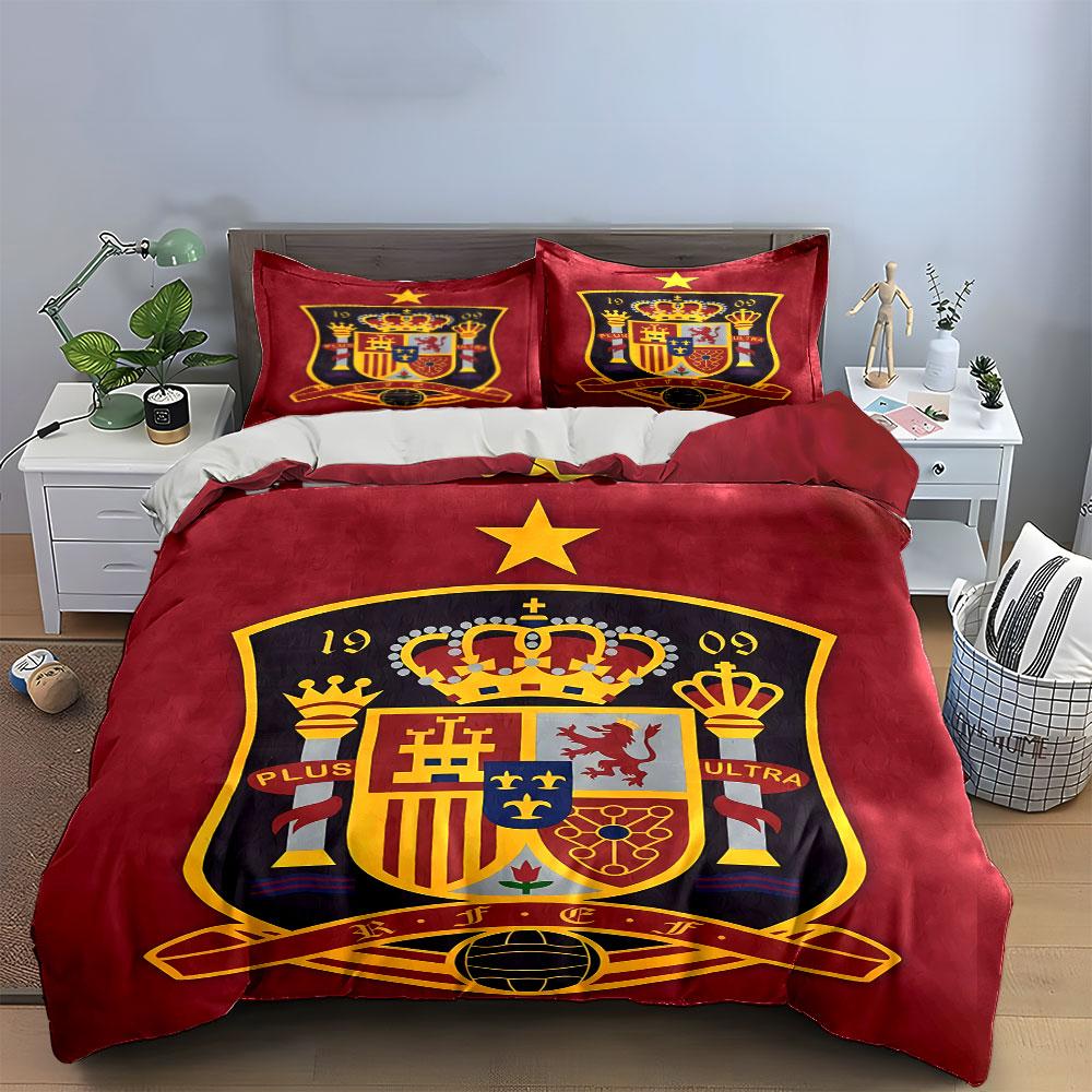 Spain Football Team Bedding Set Bedding Duvet Cover Set Duvet Cover Pillowcases (1 * Duvet Cover 2 * Pillowcases, without duvet insert)