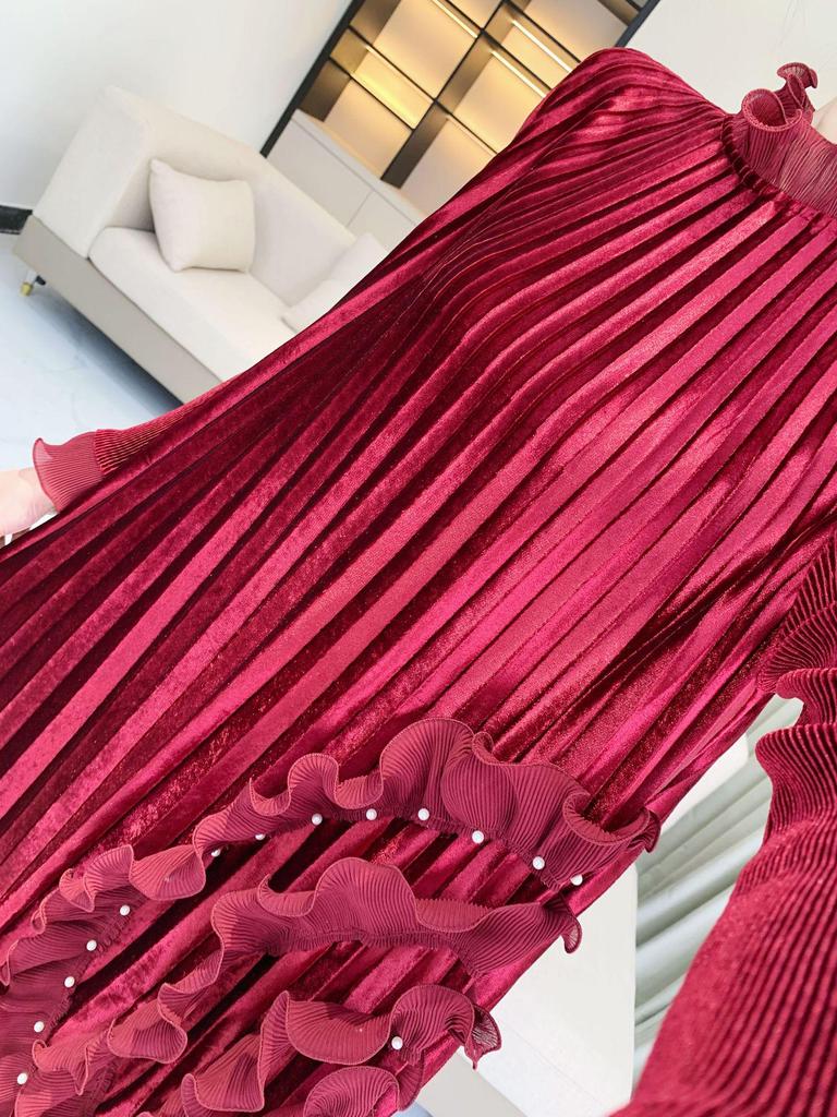 Элегантное бархатное платье большого размера высокого класса с обильной вышивкой и бисером