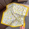 New Yellow Lemon Print Square Silk Scarf for Women 70*70cm Neck Ties Fashion Decorate Neckerchief Female Hijab Bag Ribbions