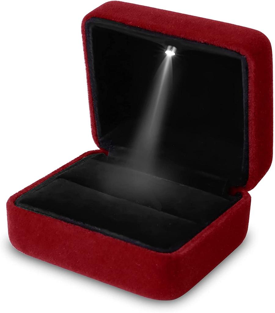 Jewelry Gift Box 6*5*3.8cm Led Light Ring Box Ring Box Holder Material: Velvet For Wedding Ceremony Proposal Gift For Couples