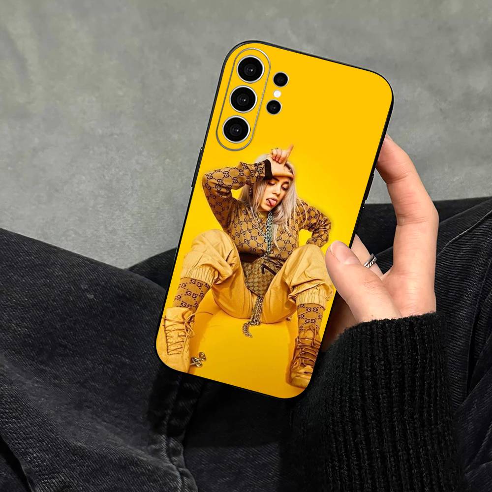 Чехол для телефона Singer B-Billie Eilish для Samsung S25, S24, S21, S22, S23, S30, Ultra, S20, Plus, Fe, Note, 10, 9, 5G Черный