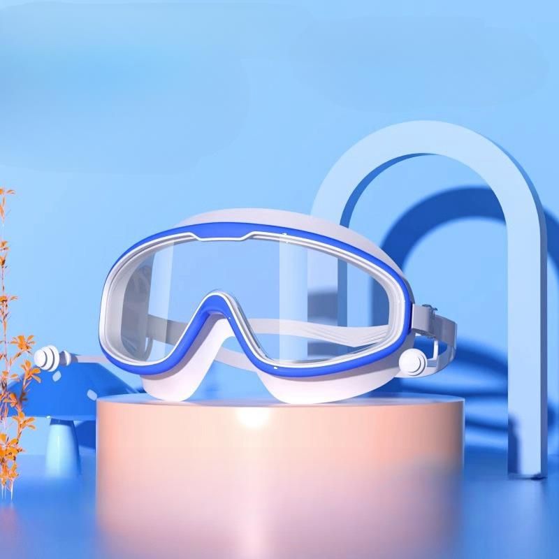 Детские водонепроницаемые и противотуманные очки HD, очки для плавания, силиконовые очки для плавания, большая оправа с берушами, силиконовые