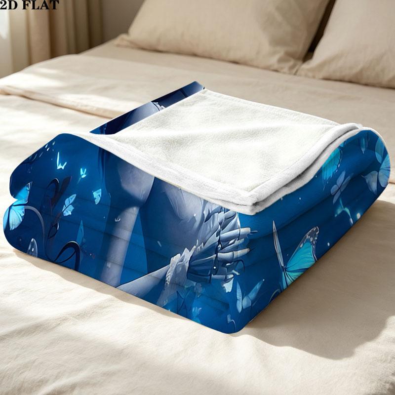 1PC Corpse Bride Patterned Flannel Blanket Suitable For All Seasons For Home Decor Warmth And Comfort Gifts Holiday Present