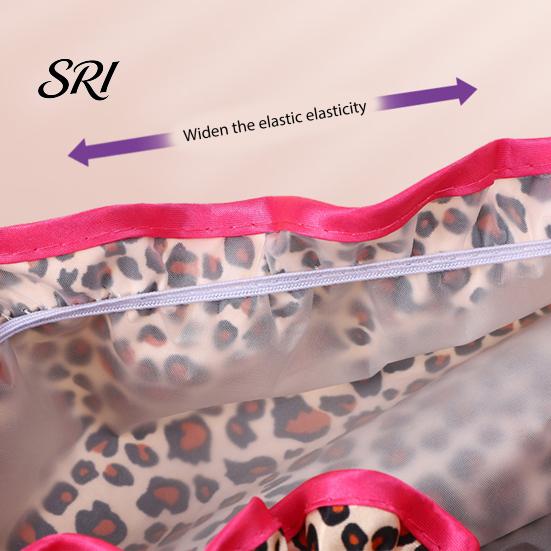 Reusable Shower Cap Leopard Zebra Dot Printing Double Layer Protection Waterproof Hair Hat with Elastic Band Makeup for Long