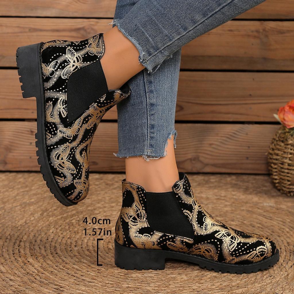 Ботинки Мартина большого размера с принтом для женщин на осень и зиму 2025 года, новые европейские и американские стили, женские ботинки челси на одной педали