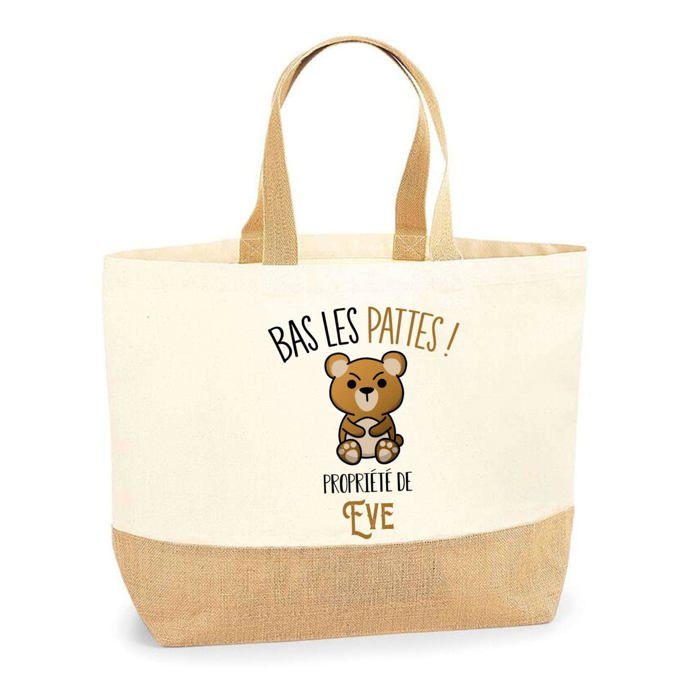 Sac cabas - PLANETEE - Eve Bas les pattes Ours - Jute - Beige - Imprimé en France