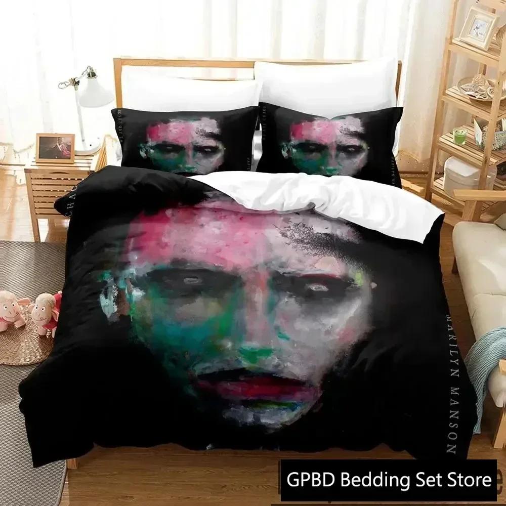 Luxury New 3D Print Marilyn Manson Bedding Set Boys Girls Twin Queen King Size Duvet Cover Pillowcase Bed Home Textileextile