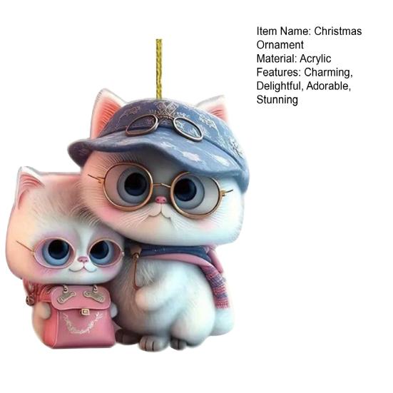 2D Плоский Кот Автомобильный Шарм Зеркала Заднего Вида Акриловый Мультяшный Кот Подвесное Украшение на Новогоднюю Елку Автоаксессуары для Декора Окна Стены