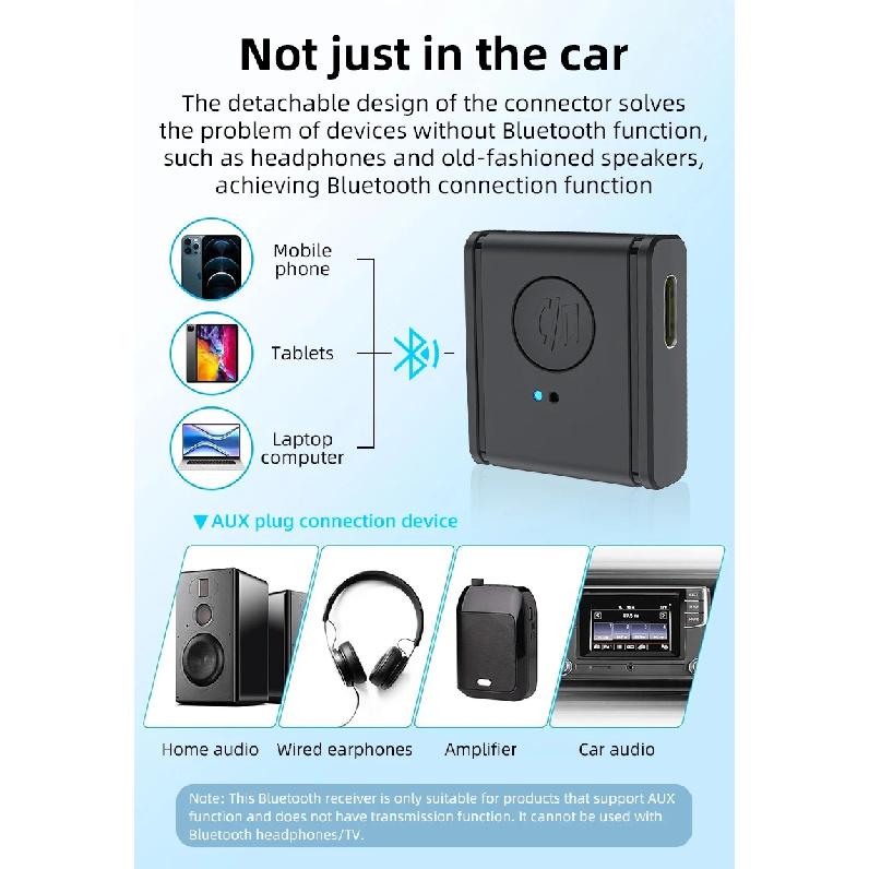 Bluetooth 5.3 Aux Receiver Wireless Car Bluetooth Adapter 3.5mm to 3.5mm Jack Audio Music Mic Handsfree Adapter for Car Speaker