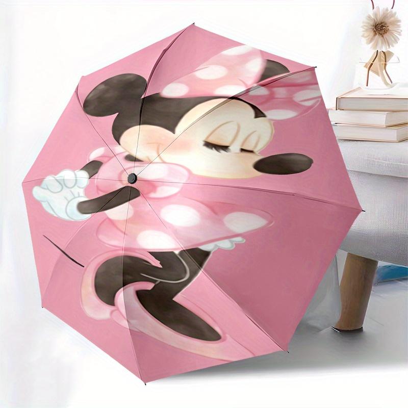 1pc Minnie Mouse,Pink Automatic Folding Umbrella: Compact 8 Bone Design Cartoon Outdoor Travel Companion, Business Umbrella, Christmas Valen