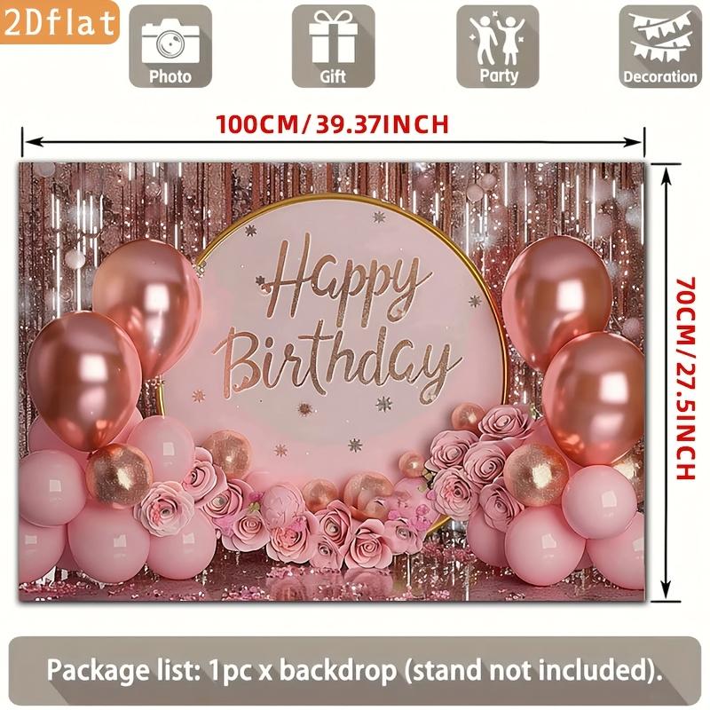 2D flat banner, 1 party banner with the message "Happy Birthday". Exquisite design, polyester background curtain