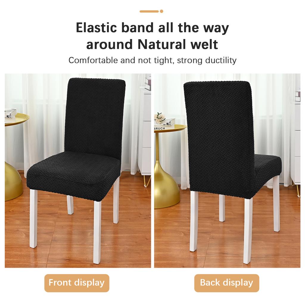 Simple Chair Cover Seat and Rest In One Half Package M Chair Protective Cover Polar Fleece Material Elastic Striped Grid for Dining Hotel Home Use