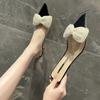 Shoes for Women with Heel Woman Mules Slippers Pearl Pointed Toe Bow Sandals Shoe High Quality Slip-resistant Clappers 39 Slides