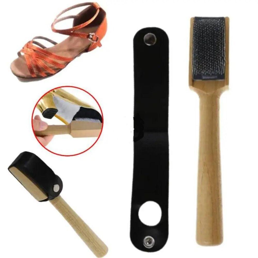 With Protector Cover Suede Sole Wire Shoe Brush Wooden Dance Shoes Cleaning Brush Household