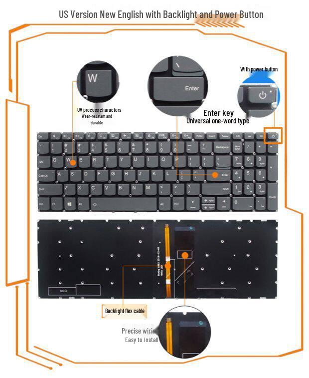 Совместимая клавиатура для Lenovo 320-15IKB, 17IKB/ISK, 720S-15IBK, 320S-15IBR, 340C-15
