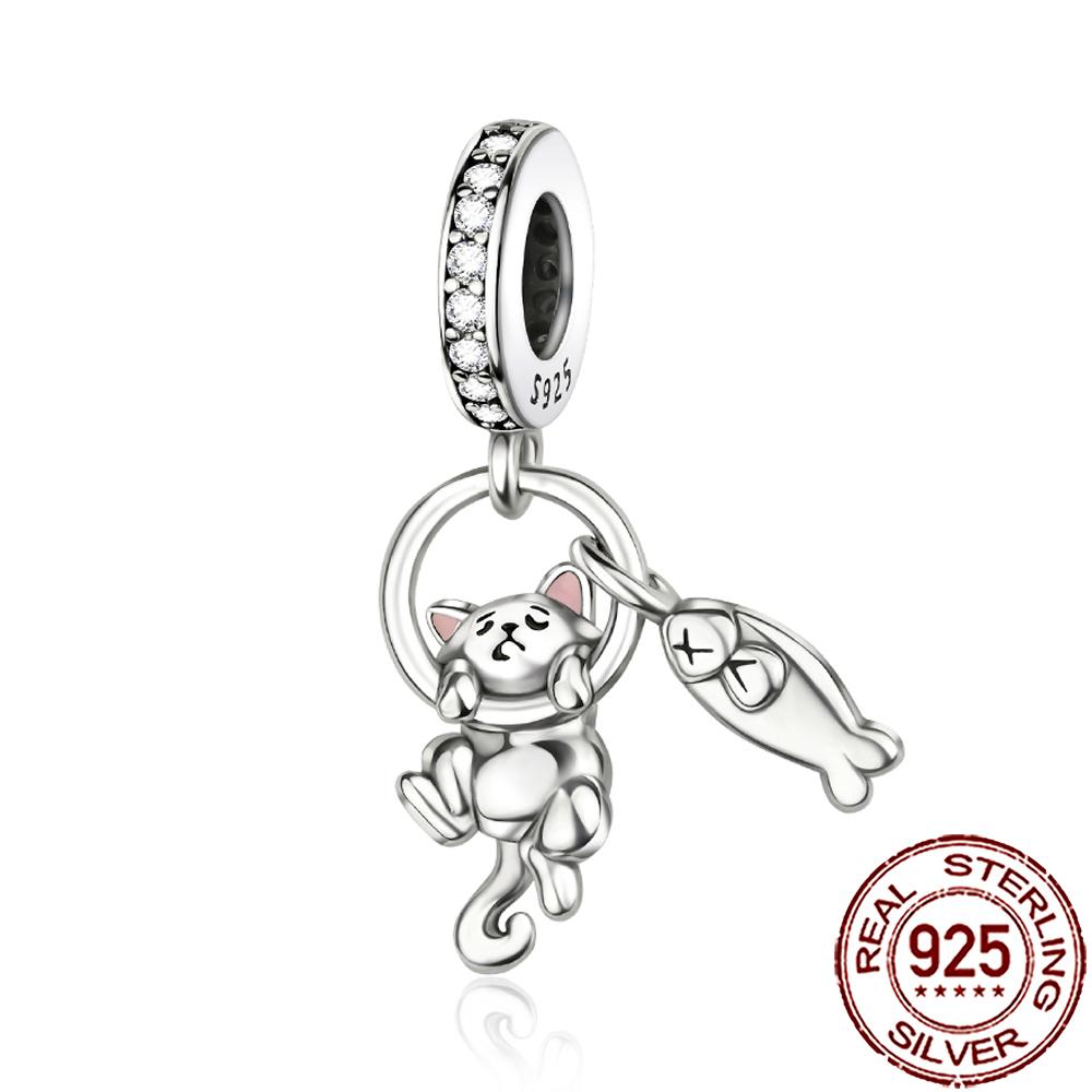 New Charms 925 Silver Cat Dog Flamingo Chameleon Axolotl Animal Beads Fit Bracelet Necklace Women DIY Jewelry