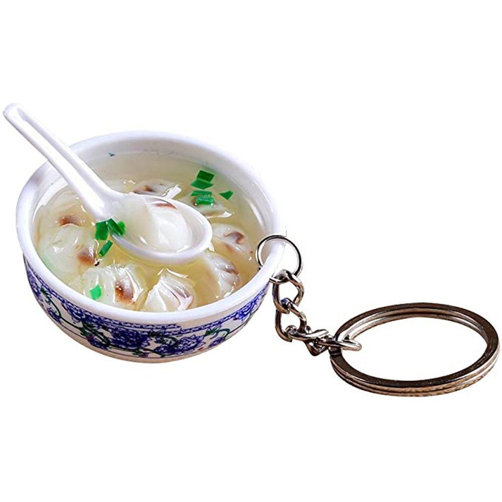 Porcelain Delicious Food Bag Pendant Noodle Keychain Simulation Food Bowl Keyrings Food Key Chains