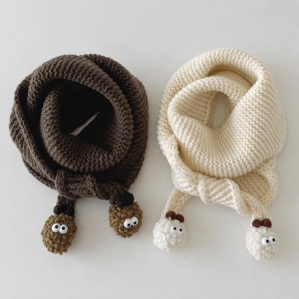 Soft Kids Knitted Scarf Autumn Winter Fluffy Ball Neckerchief Children Neck Warmer for Boys Girls