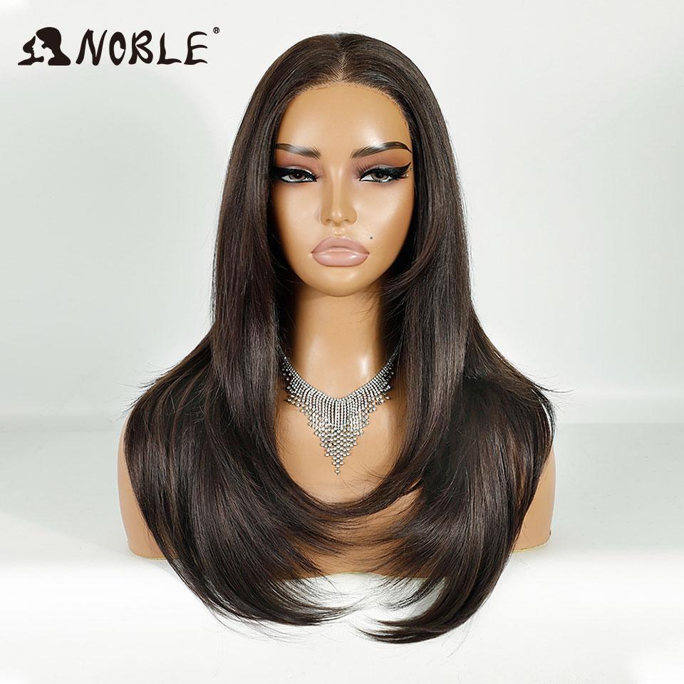 Noble Synthetic Lace Front Wigs For Women 13x3 Straight Lace Wig Pre Plucked Layered Wig Ombre Blonde Brown White Cosplay Wig