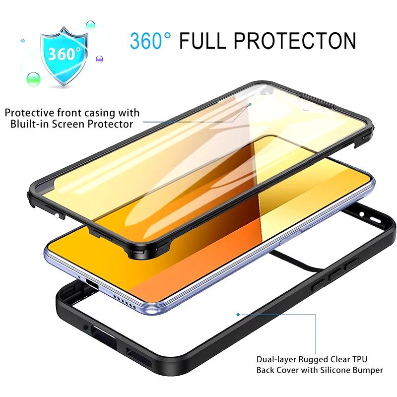Чехол с полной защитой 360 для Xiaomi Mi 14T Pro 13T 12T 14 Ultra Redmi 14C 13C Противоударный чехол для Redmi Note 13 Чехол для телефона