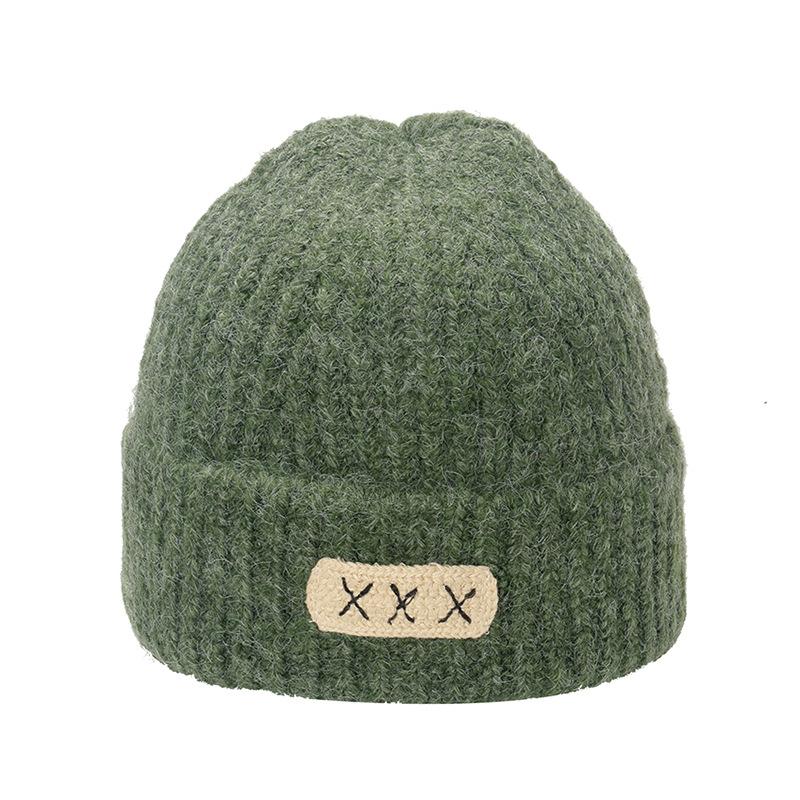 Японская тканевая этикетка XXX шерстяная шапка женская осенне-зимняя теплая корейская версия универсальная вязаная шапка мужская маленькая вязаная шапка для лица