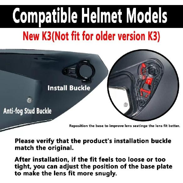 New K3(Size S,M,L) Helmet Visor Replacements,UV Protection Helmet Shield Visor Windshield Compatible with AGV K3 DOT(E2206) Helmets,2023 Model (Deep