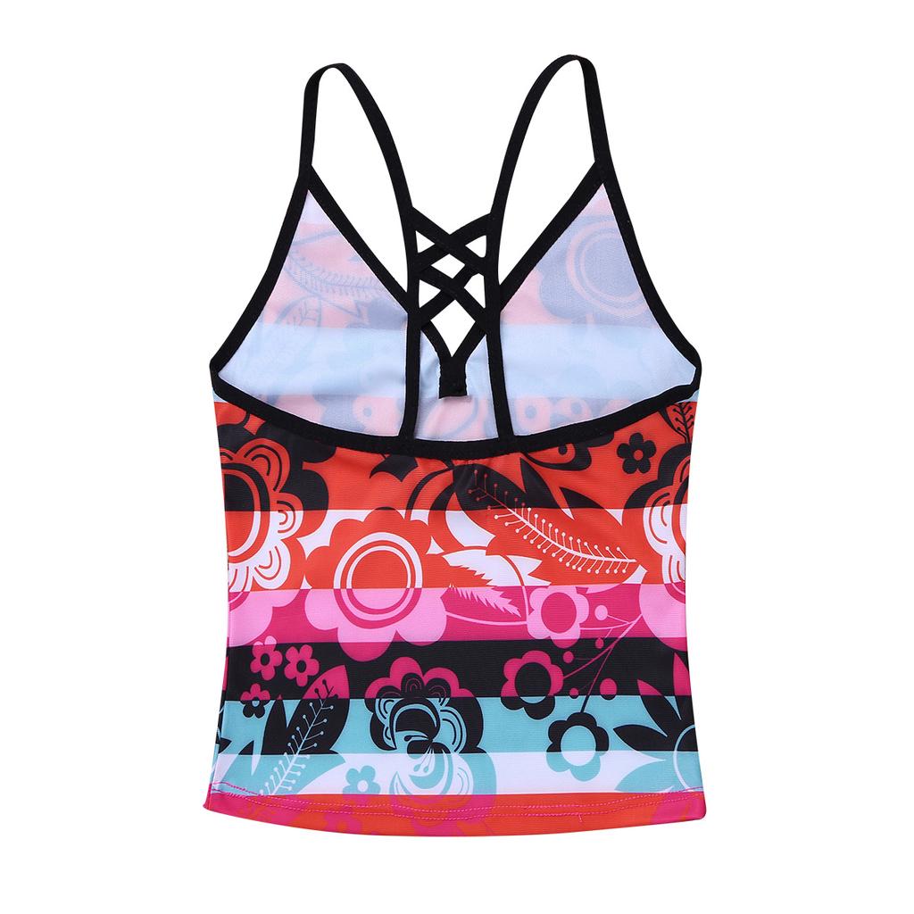 Купальник из 3 предметов для маленьких и больших девочек, модный комплект бикини с цветочным принтом, детский топ на бретелях с шортами и низом