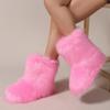 Autumn and Winter Flat Heel High Top Boots Furry Boots Warm Furry Boots Spice Girls Medium Boots Furry Snow Boots