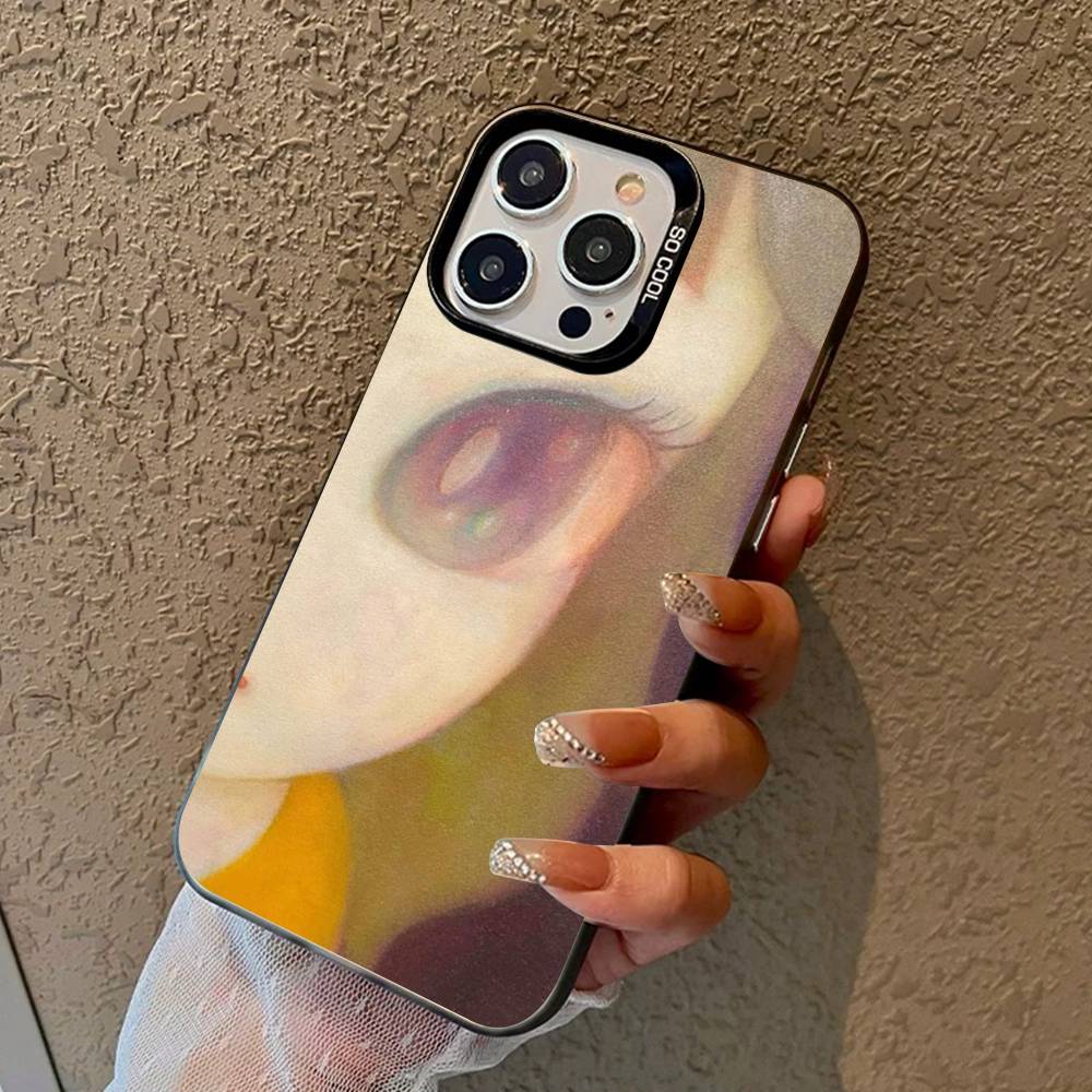 Contemporary Art Yoshitomo Nara Phone Case Color Silver Shell For LPhone 17 16 16e 15 14 13 12 11 Pro Max Plus