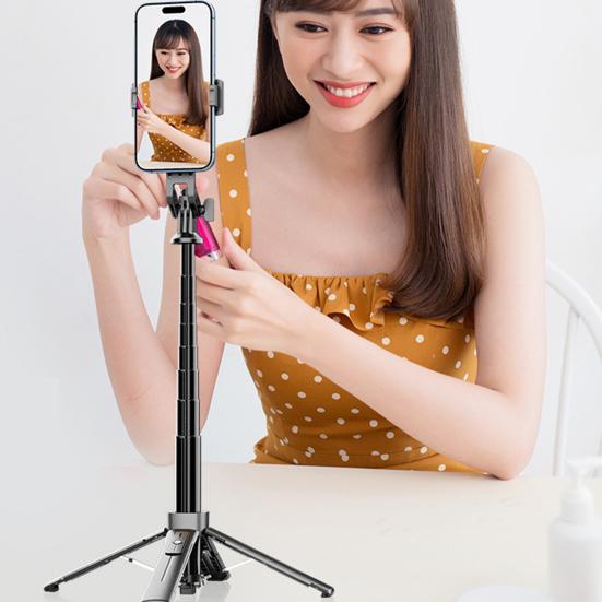 Штатив для телефона, селфи-палка с заполняющей подсветкой, регулируемая длина, вращение на 360 градусов, портативный универсальный штатив для сотового телефона с беспроводным пультом дистанционного управления