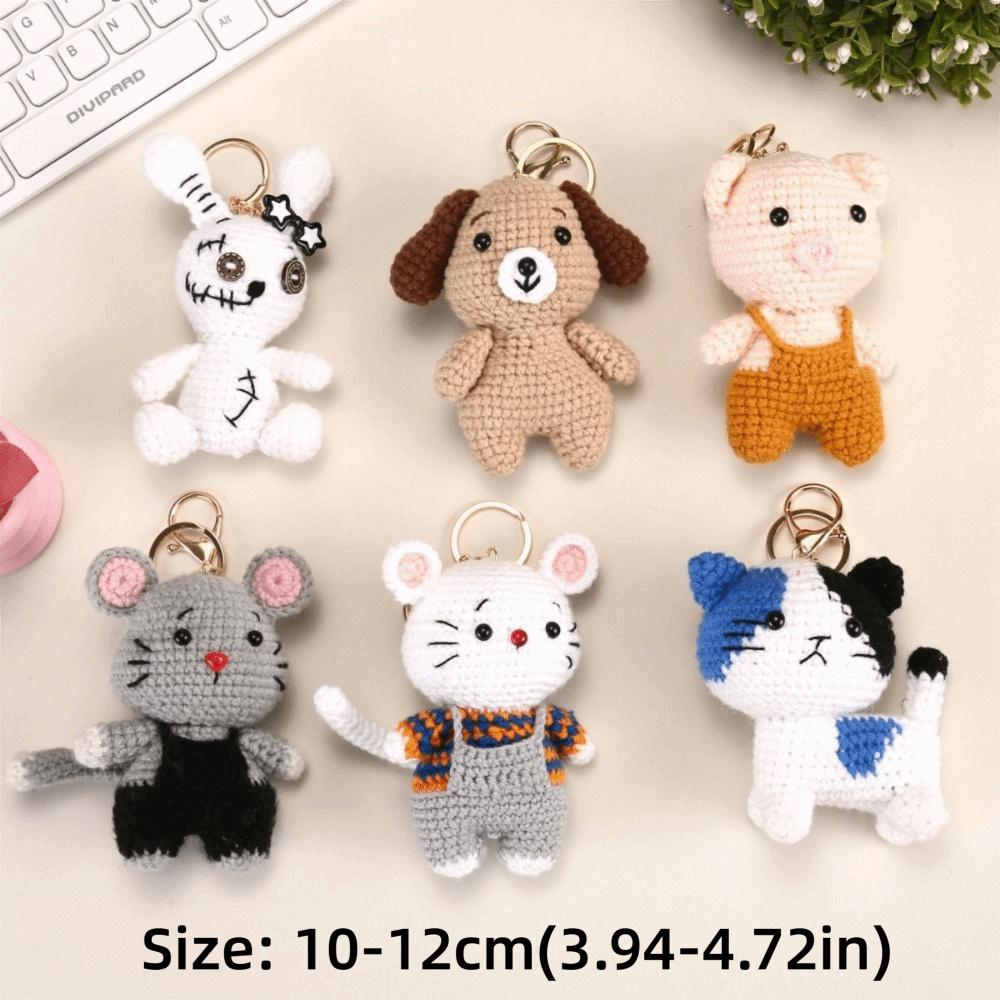 Backpack Charm Knitted Animal Keychain Handwoven Crochet Doll Key Ring Animal Pendant Friend Gifts