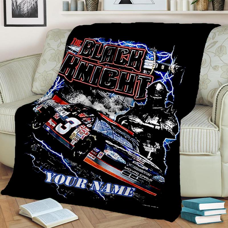 1PC Custom Name Black Knight Legend flannel blanket versatile, all-season throw suitable for the living room, bedroom, camping, travel, and gift
