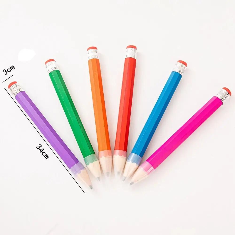 Giant Wooden Pencil Novelty Toy Performance Prop Fun Gift For Painter Artist Student Large Stationery Supplies Creative Play