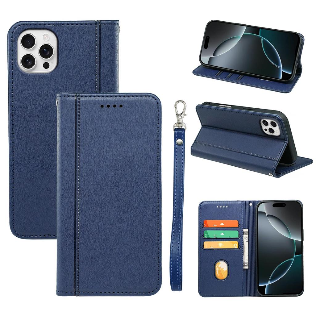 HX01 For iPhone 16 Pro Max Wallet Case Magnetic Closing PU Leather Phone Cover