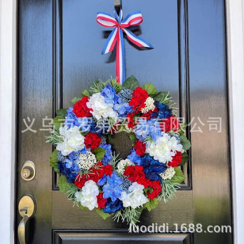 4th Of July Wreath Door Hanging Decoration With USA Flag Patriotic Party Home Outdoor Festive Display