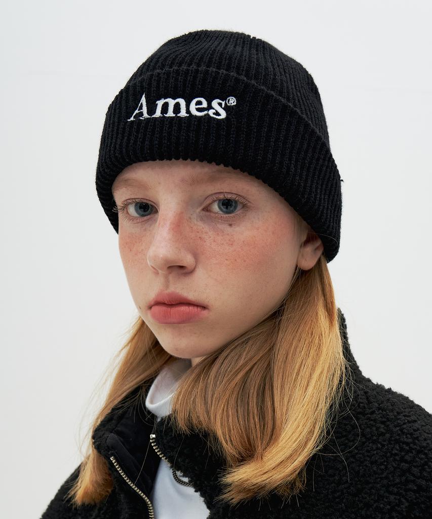 AMES-WORLDWIDE Базовая шапка-бини с логотипом Черная